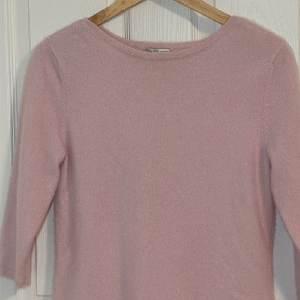 Cashmere Baby Pink Sweater, 3/4 Sleeves, small - Picture 2 of 4
